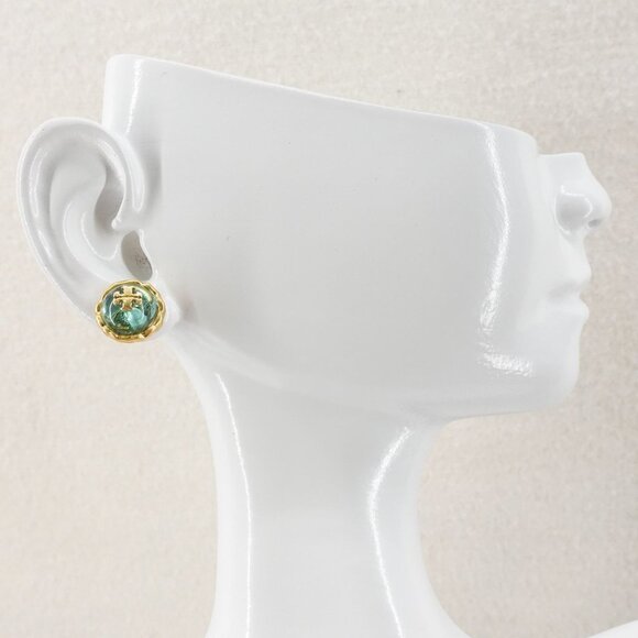 40263087?w=400 Tory Burch Roxanne Circle Stud Earrings Rolled Brass/Blue OS